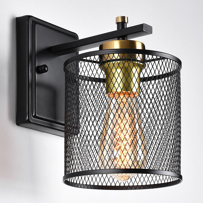 Industrial wall lamp black with gold - Sevilla