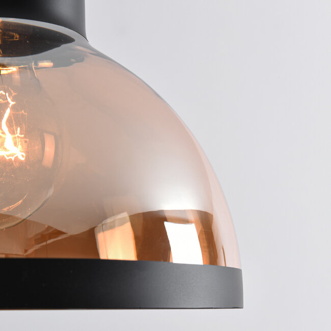 Classic pendant lamp with black and amber glass - Paris
