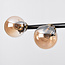 6-light designer pendant light Guadeloupe - black and amber glass