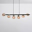 6-light designer pendant light Guadeloupe - black and amber glass