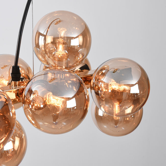 Luxury pendant lamp 16-light amber glass - Sunita