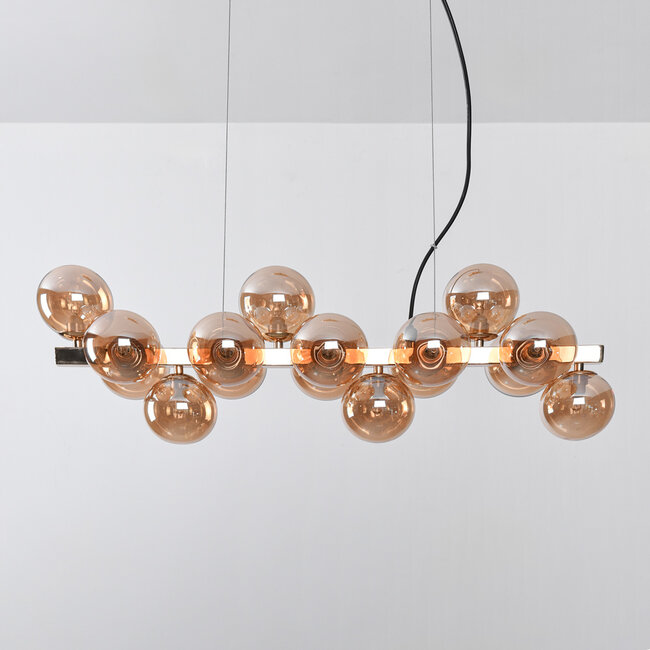 Luxury pendant lamp 16-light amber glass - Sunita