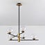 6-light pendant light Nisha in clear glass - black and gold