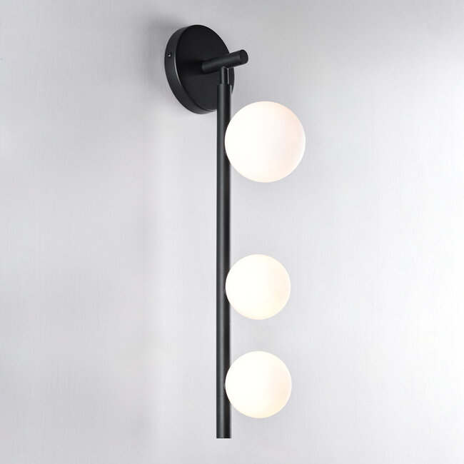 Black wall light, 3-bulb - Taj