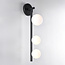 3-light wall lamp Taj with white globes - black
