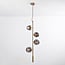 4-light designer pendant light Ferron in smoked glass - smoked and gold
