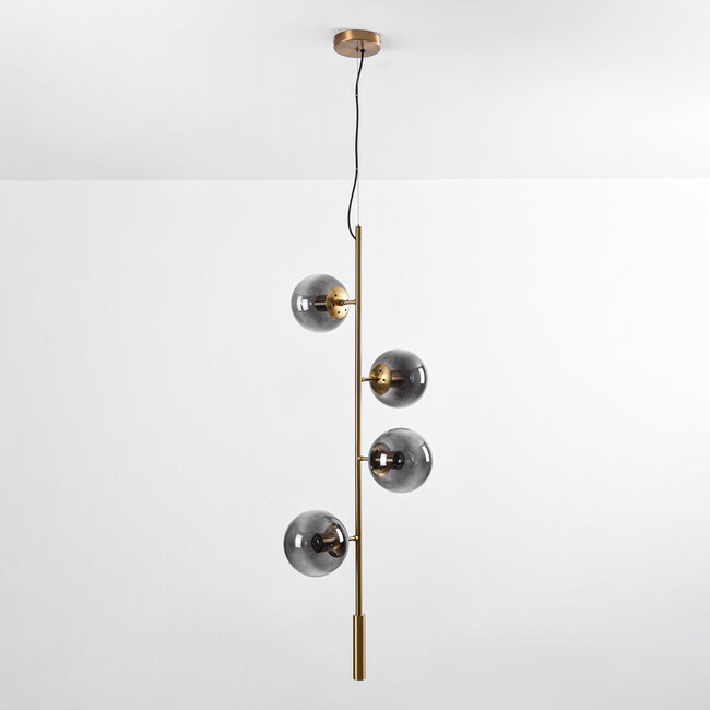 Designer pendant lamp with smoked glass, 4-light - Ferron