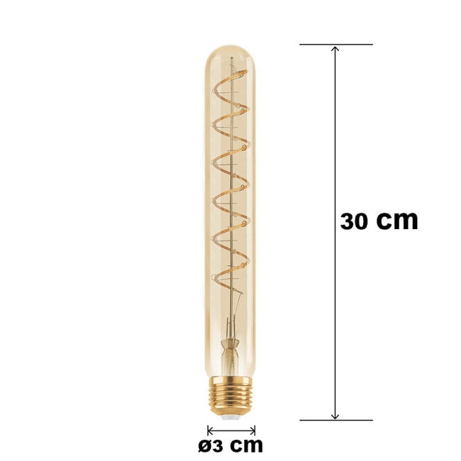 E27 dimmable tubular LED bulb amber spiral 30 cm