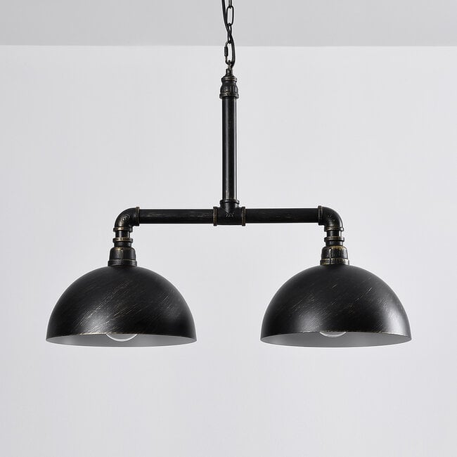 Industrial pendant lamp Libra in black and bronze