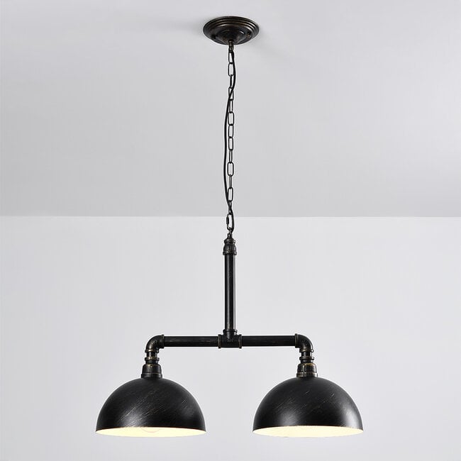Industrial pendant lamp Libra in black and bronze