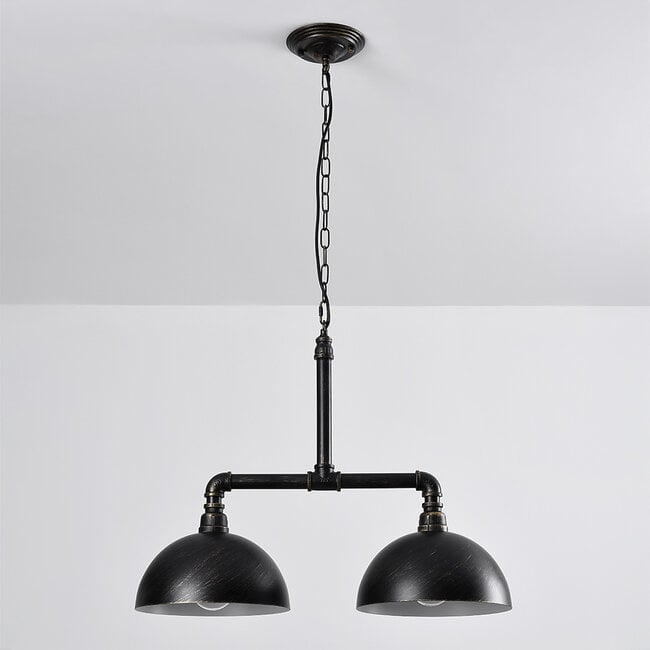 Industrial pendant lamp Libra in black and bronze