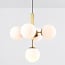Modern 5-light pendant light Kenji with glass globes - gold