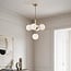 Modern 5-light pendant light Kenji with glass globes - gold