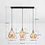3-light pendant light Vanessa in amber curved glass