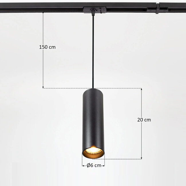 1-phase rail tube pendant lamp Simon - Black