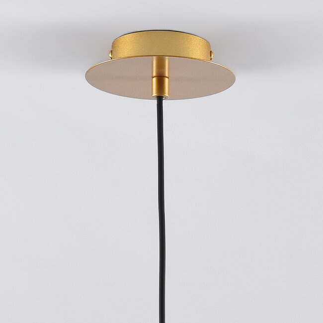 3-light pendant light Nisrin in clear glass - black and gold