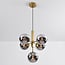 5-light pendant light Kenji - smoked glass with mirror effect and gold