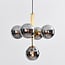 5-light pendant light Kenji - smoked glass with mirror effect and gold