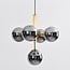 5-light pendant light Kenji - smoked glass with mirror effect and gold