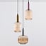 3-light pendant light Amelia with ribbed glass - amber
