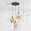 3-light pendant light Verona - amber glass and metal