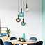 4-light pendant lamp Kevin with wavy glass