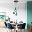 4-light pendant light Kevin with wavy glass