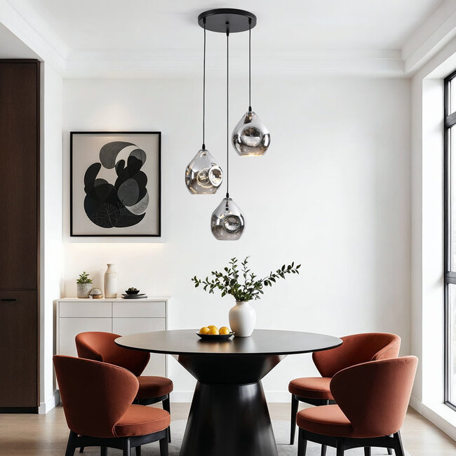 3-bulb design pendant light with smoke glass - Frank