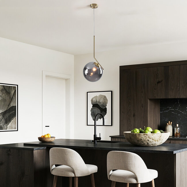 pendant light Roy - mirrored smoked glass in gold