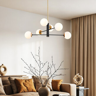 6-bulb pendant light with frosted glass - Damian