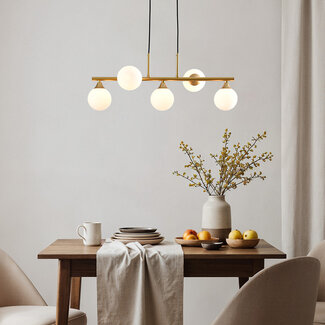 Gold pendant lamp Donny with frosted glass