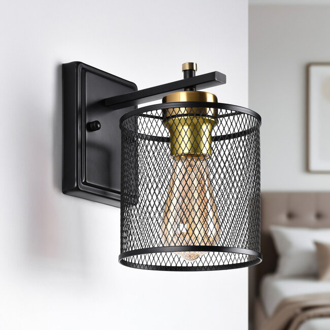 Industrial wall lamp black with gold - Sevilla