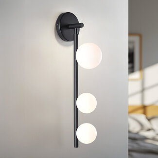 Black wall light, 3-bulb - Taj