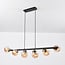 6-light designer pendant light Guadeloupe - black and amber glass