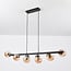 6-light designer pendant light Guadeloupe - black and amber glass