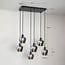 6-light pendant light Arvada with smoked glass
