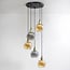 5-light pendant light Lyana with smoked and amber glass