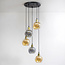 Pendant light with smoked and amber glass, 5-bulb - Lyana