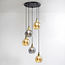 5-light pendant light Lyana with smoked and amber glass