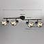 4-light ceiling light Jenthe - black with smoked glass and mirror effect