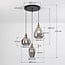 3-light pendant light Verona - black with uniform smoked glass