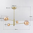 Designer ceiling light Stiri gold with amber glass, 4-bulb