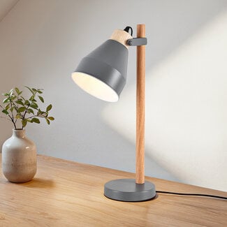 Table lamp with adjustable lampshade and wooden details - Cally
