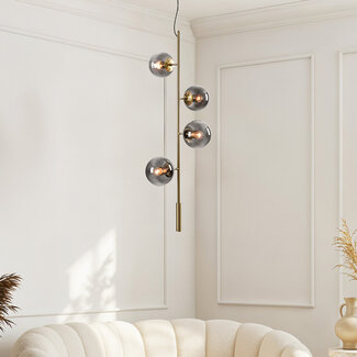 Designer pendant lamp with smoked glass, 4-light - Ferron