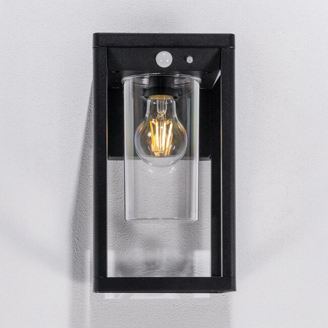 Modern solar wall lamp outdoor black with sensor - Lumi