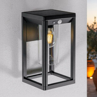 Modern solar wall lamp outdoor black with sensor - Lumi