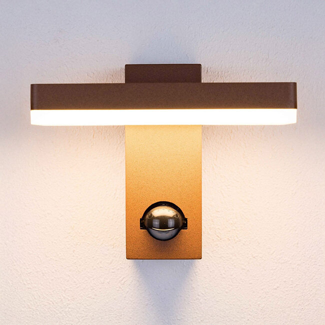 Outdoor wall light Roberto with sensor and integrated LED - rust brown