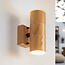 Contemporary elongated 2-light wall lamp in wood effect - Giorgia