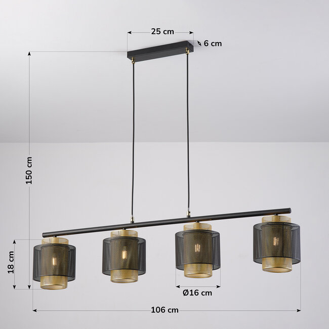 Pendant lamp Jennifer in black and gold