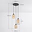3-light pendant light Kensi with amber glass
